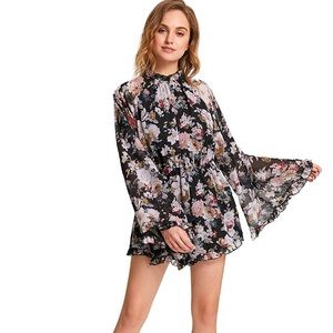 Floral Ruffle Sleeve Loose Fit Romper